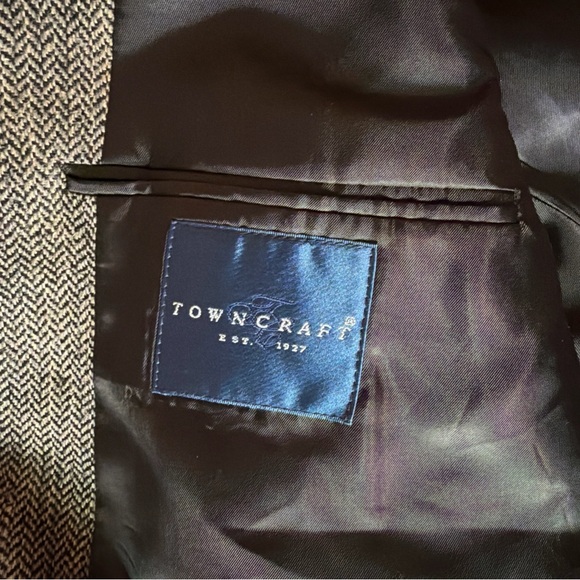 Towncraft Gray Herringbone Silk Sport Coat Blazer - Picture 9 of 15